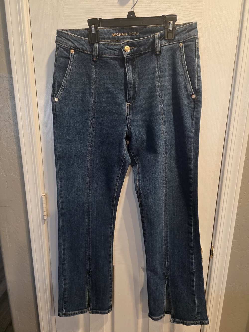 Michael Kors Women's Dark Blue High-Rise Straight Jeans